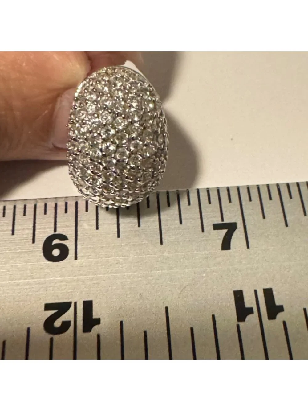 Sterling Silver 925 Pavé Cubic Zirconia Tapered Band Cocktail Ring Size 4.75